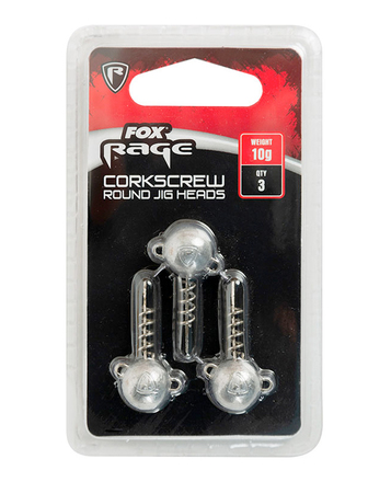 Fox Rage Corkscrew round jig heads, 3 st.